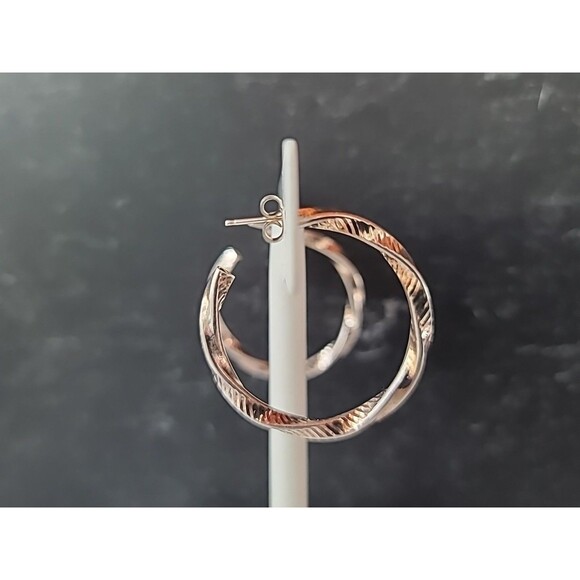 Milor Italian 925 Sterling Silver Twisted Hoop Earrings Vintage - Picture 3 of 10